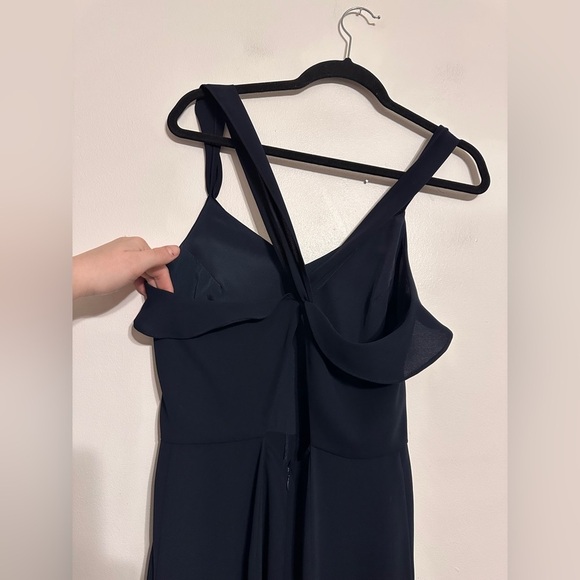 Reiss Amika Crepe Wide Leg Ruffle Sleeveless Cutout Jumpsuit Navy Blue Size 6 - Picture 7 of 10